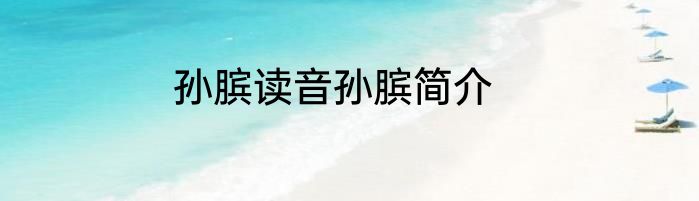 孙膑读音孙膑简介
