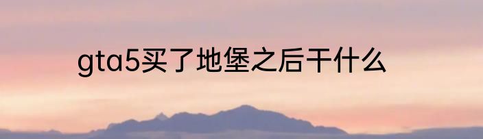 gta5买了地堡之后干什么