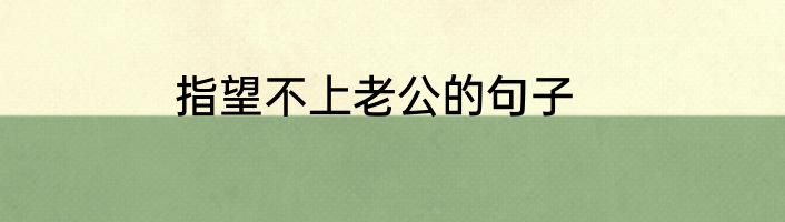 指望不上老公的句子