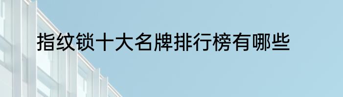 指纹锁十大名牌排行榜有哪些