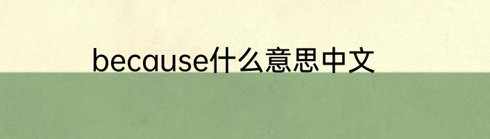 because什么意思中文