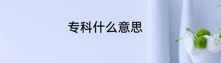 专科什么意思