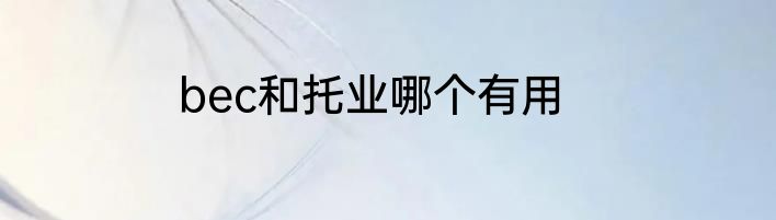 bec和托业哪个有用