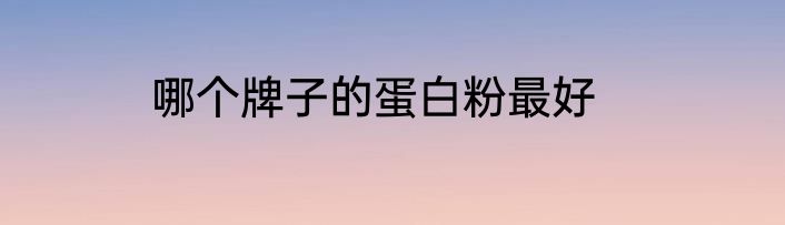 哪个牌子的蛋白粉最好