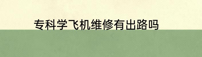 专科学飞机维修有出路吗