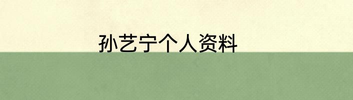 孙艺宁个人资料