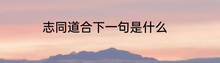 志同道合下一句是什么
