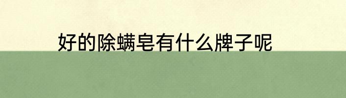 好的除螨皂有什么牌子呢
