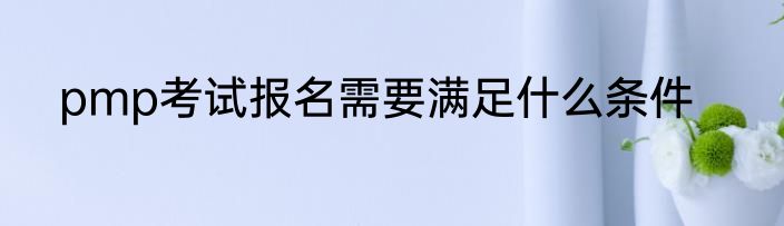 pmp考试报名需要满足什么条件