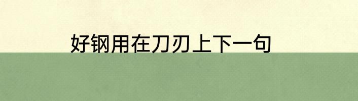 好钢用在刀刃上下一句