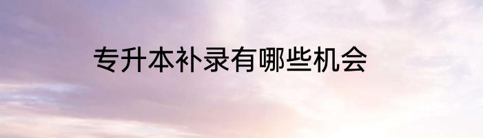 专升本补录有哪些机会