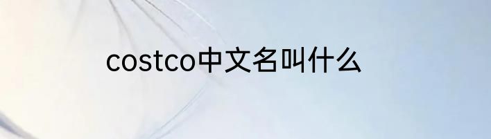 costco中文名叫什么
