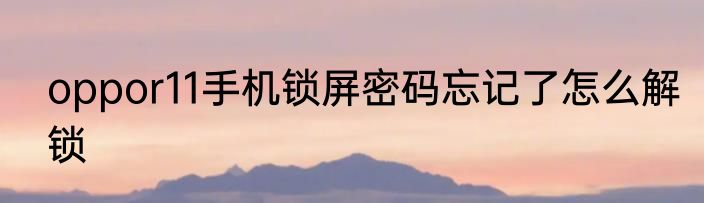 oppor11手机锁屏密码忘记了怎么解锁