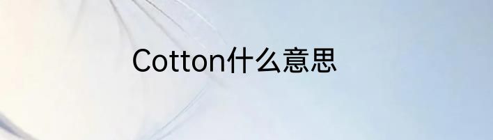 Cotton什么意思