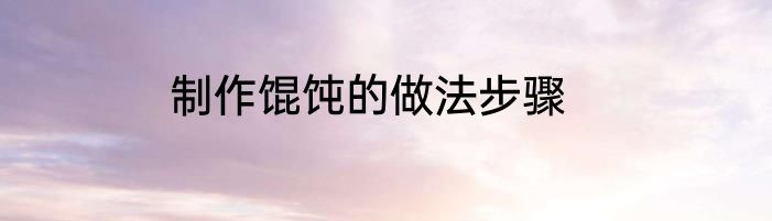 制作馄饨的做法步骤