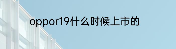 oppor19什么时候上市的