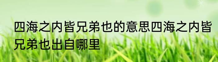 四海之内皆兄弟也的意思四海之内皆兄弟也出自哪里