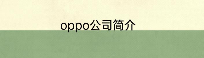 oppo公司简介