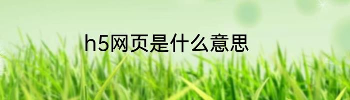 h5网页是什么意思