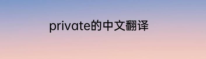 private的中文翻译