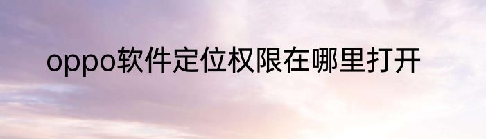 oppo软件定位权限在哪里打开