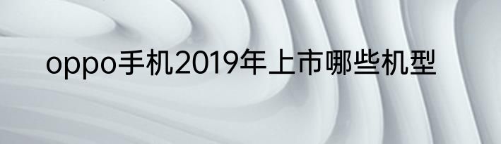oppo手机2019年上市哪些机型