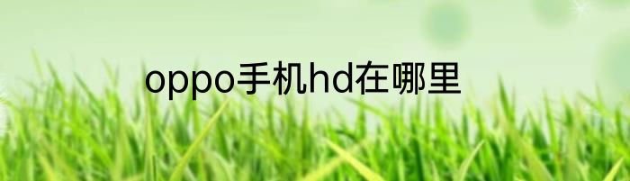 oppo手机hd在哪里
