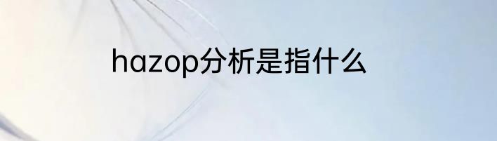 hazop分析是指什么