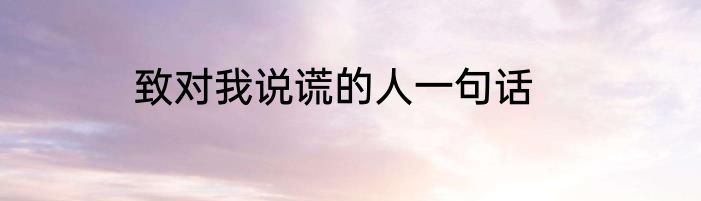 致对我说谎的人一句话