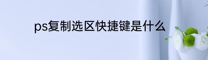 ps复制选区快捷键是什么