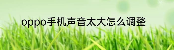 oppo手机声音太大怎么调整