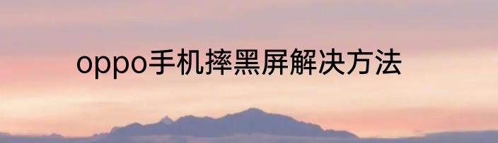 oppo手机摔黑屏解决方法
