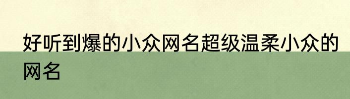 好听到爆的小众网名超级温柔小众的网名
