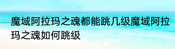 魔域阿拉玛之魂都能跳几级魔域阿拉玛之魂如何跳级