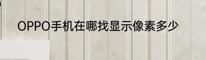 OPPO手机在哪找显示像素多少