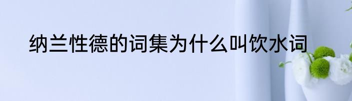 纳兰性德的词集为什么叫饮水词