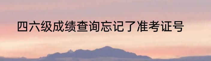 四六级成绩查询忘记了准考证号