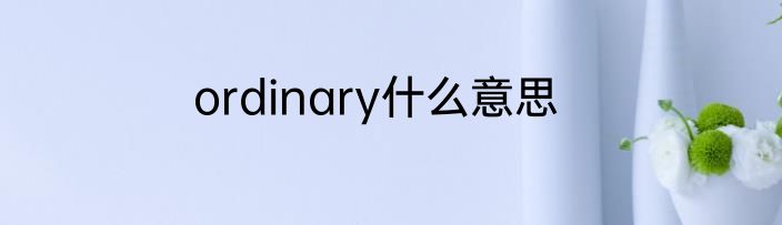 ordinary什么意思