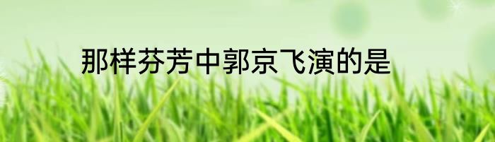 那样芬芳中郭京飞演的是