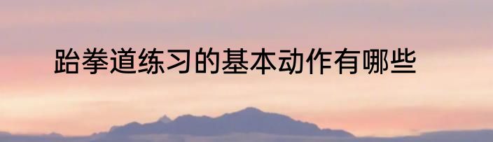 跆拳道练习的基本动作有哪些