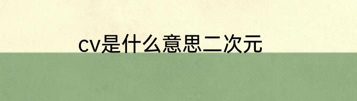 cv是什么意思二次元