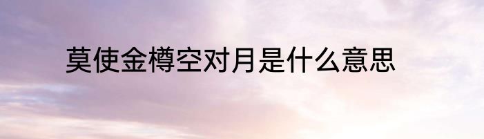 莫使金樽空对月是什么意思