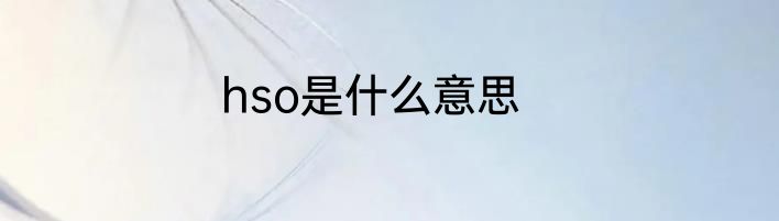 hso是什么意思