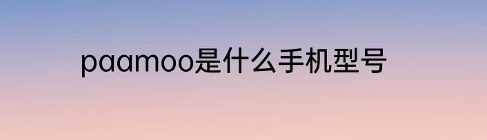 paamoo是什么手机型号