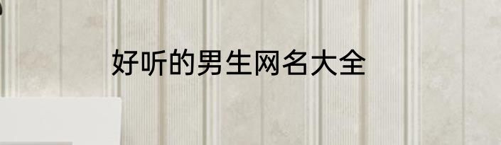 好听的男生网名大全