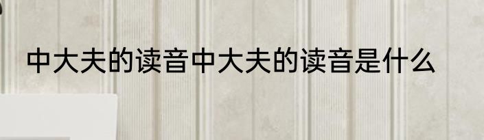 中大夫的读音中大夫的读音是什么