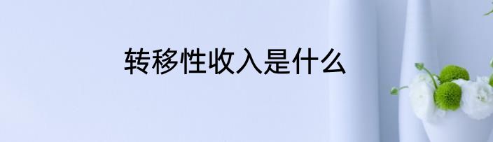 转移性收入是什么