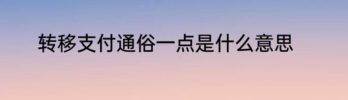 转移支付通俗一点是什么意思