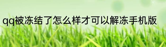 qq被冻结了怎么样才可以解冻手机版