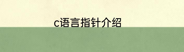 c语言指针介绍